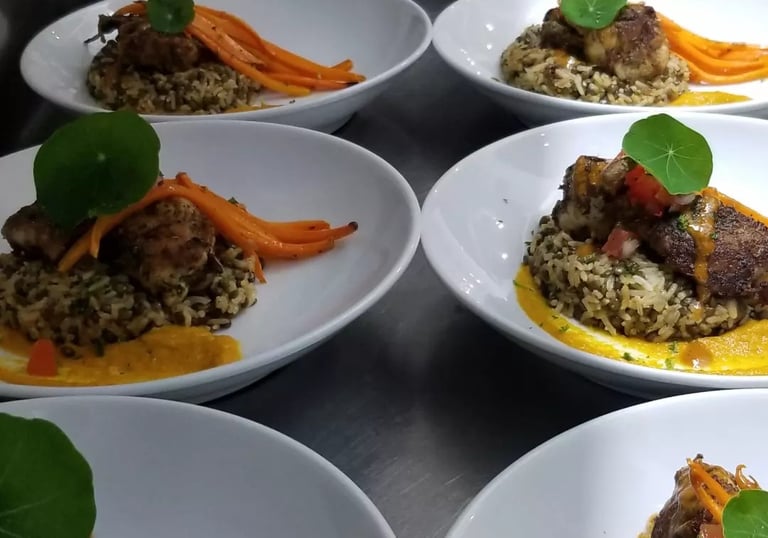 Careting Styled dinner plates at Tonic bIstro Martinborough