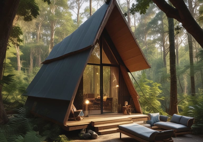 Creative workspace filled with natural light and art supplies surrounded by greenery.