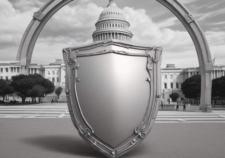 man holding shield and sword statue