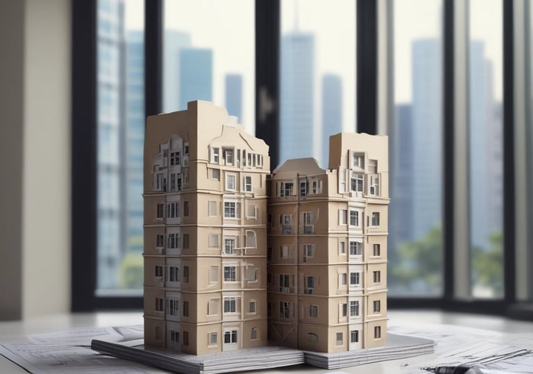 A confident businessperson reviewing financial documents in a bright office.