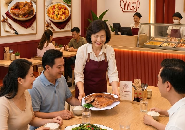 nhân viên phục vụ của tiệm cơm văn phòng, cơm gia đình