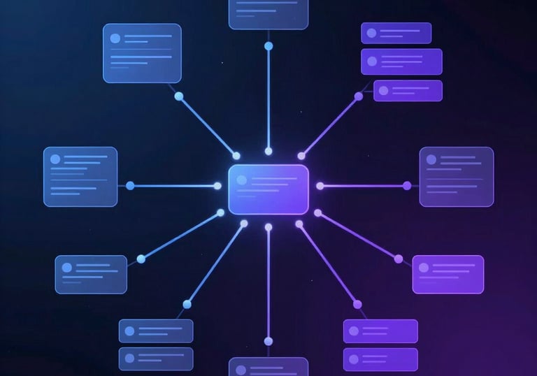 Illustration of a business owner smiling while AI-powered automation works seamlessly in the background.