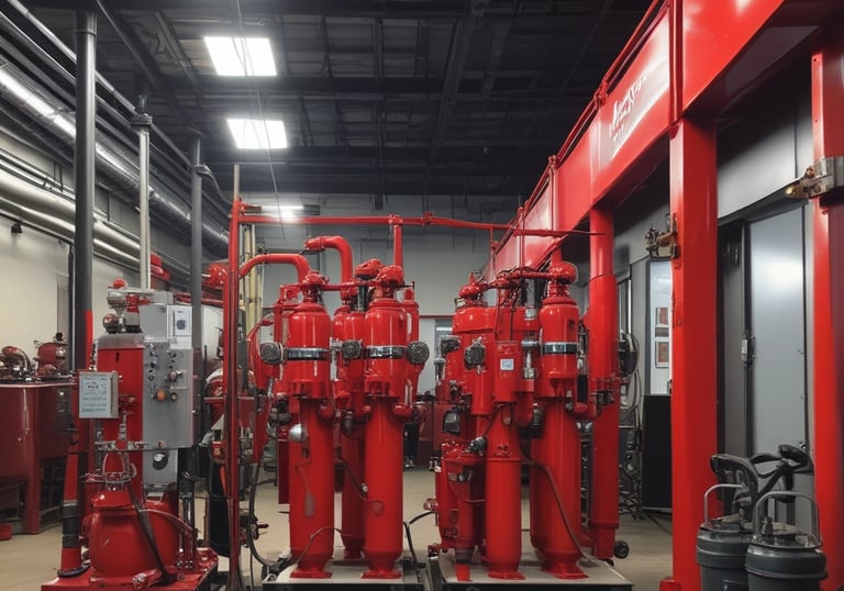 Technician inspecting electromechanical equipment in a modern facility.
