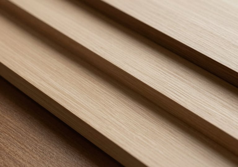 Abstract and elegant visual of layered textures and smooth lines, representing premium quality and craft. Warm tones.