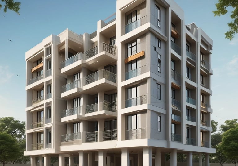 Bright and airy living room in a spacious 3 BHK apartment with modern furnishings.