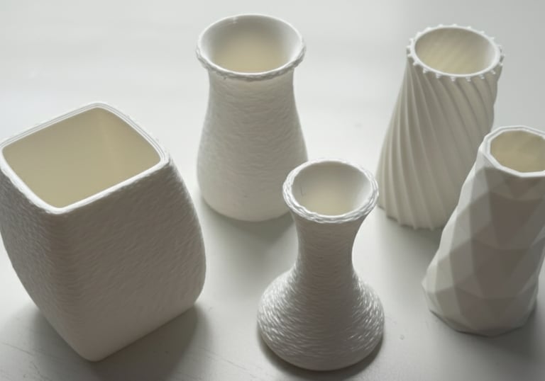Imagen de jarrones impresos en 3D.