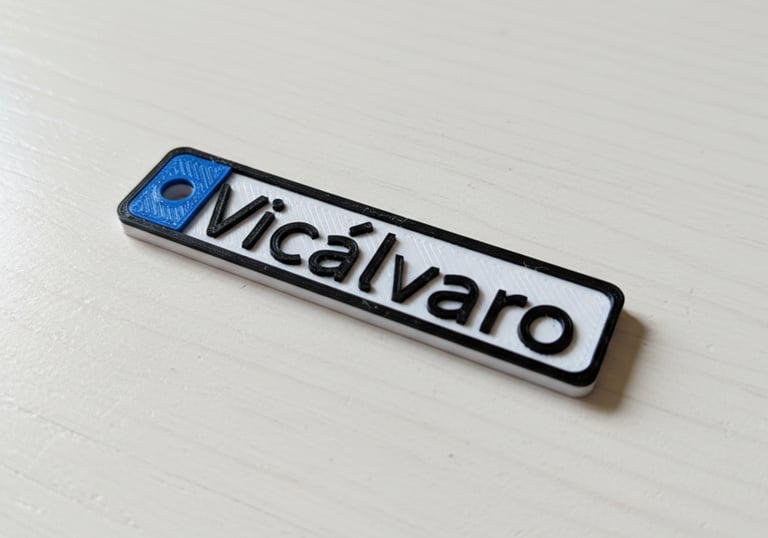 Imagen de un llavero impreso en 3D.