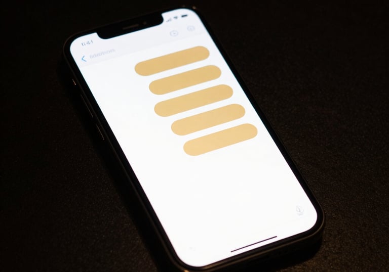 Sleek black and gold-themed illustration of automated messaging on a phone.