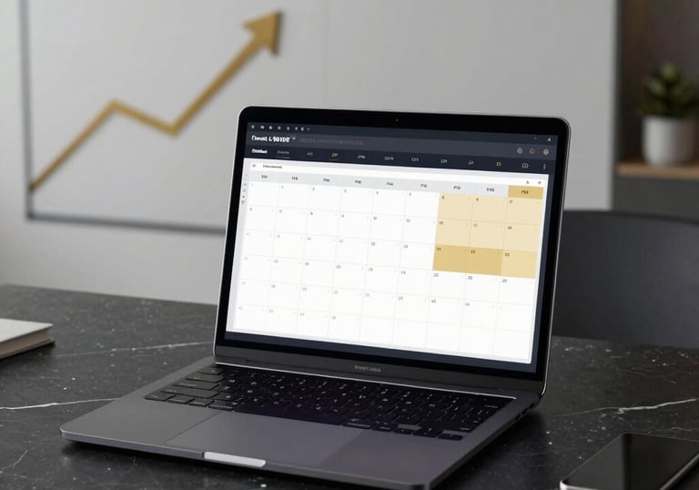 Dark-themed dashboard showing AI analytics and appointment stats glowing in gold.