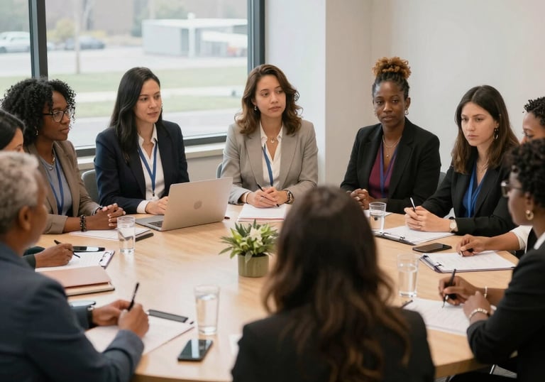 A warm-toned workspace with a laptop displaying social media analytics and creative notes.