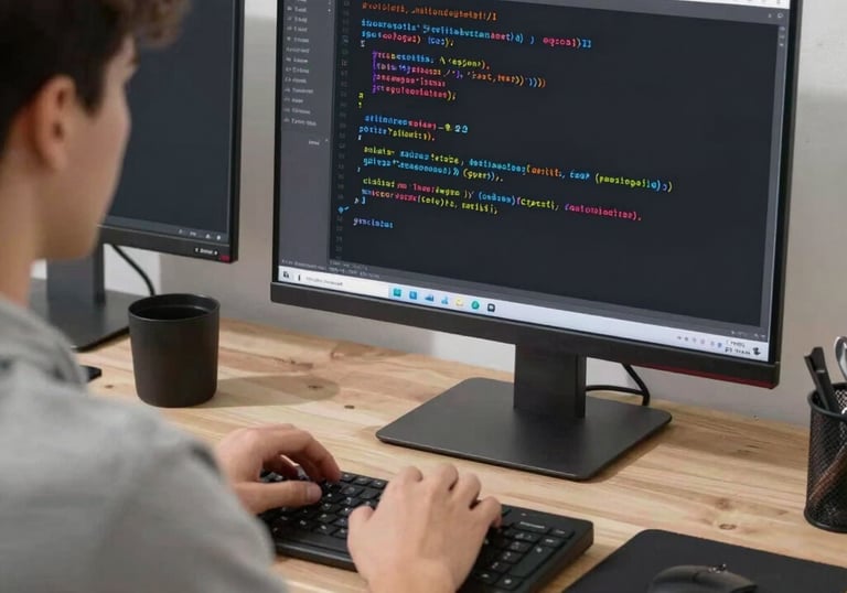 Close-up of a student solving a complex math problem on a tablet with red and black interface elements.