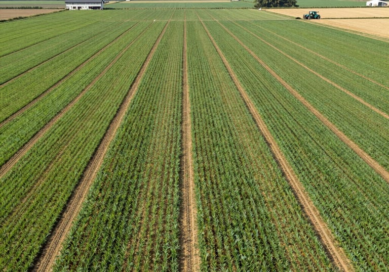 A vast golden wheat field under a clear blue sky symbolizing agricultural abundance.