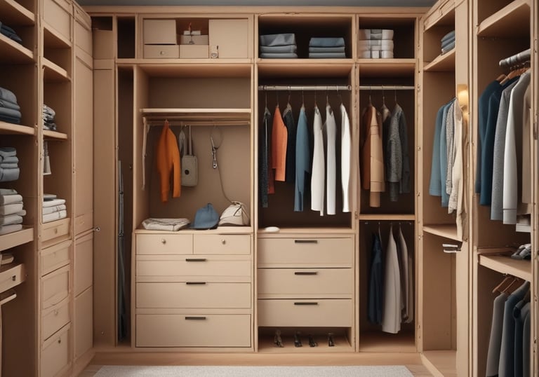 Before and after images showing furniture assembly transformation.