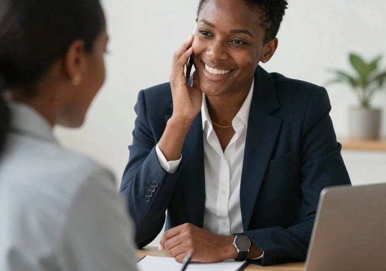 A friendly lawyer discussing flat fee options with a client in a cozy office.