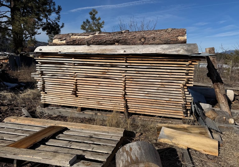 units of blued pine lumber drying naturally