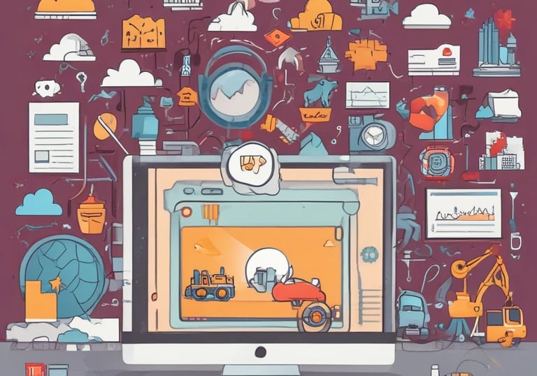 A graph showing rising website traffic with a magnifying glass highlighting SEO keywords.