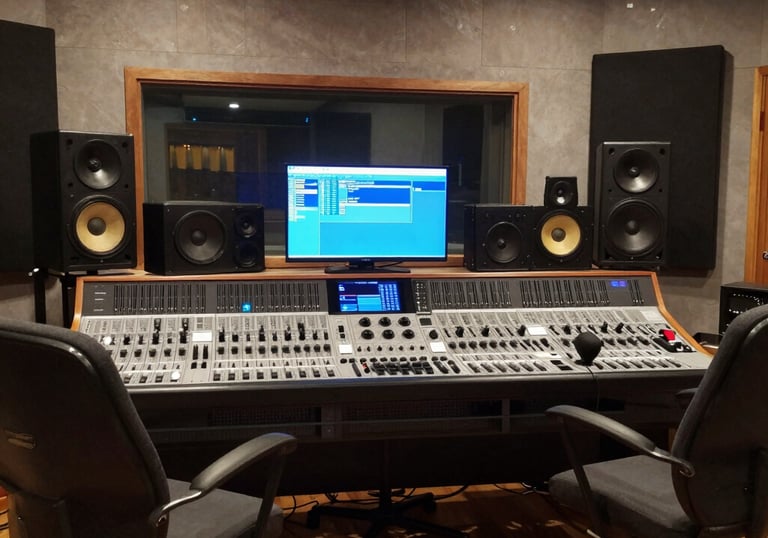 Film crew working on set with cameras, lighting, and technical equipment in action.