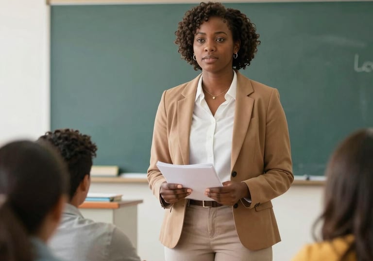 A friendly career coach talking with a candidate in a bright office setting.