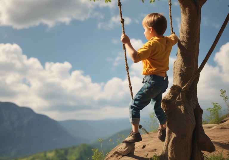 A joyful child confidently leading a group activity in a bright classroom.