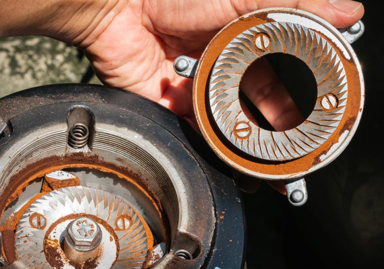 a person holding a piece of metal with a ring