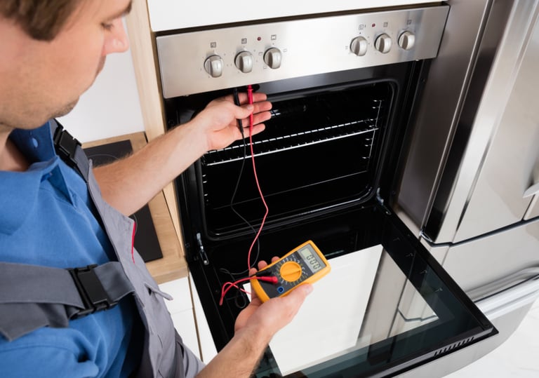 a man in a blue shirt is holding a multi - function metered multi -