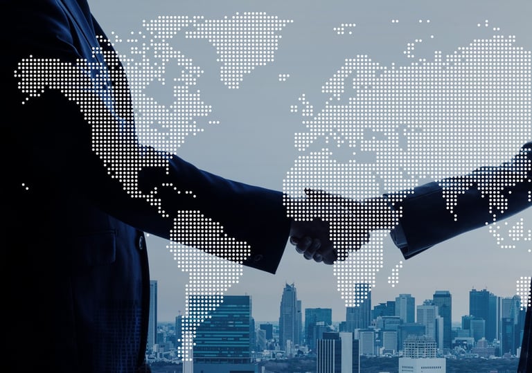 Handshake with Background of World