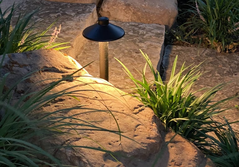 a light shines brightly lit up in the evening