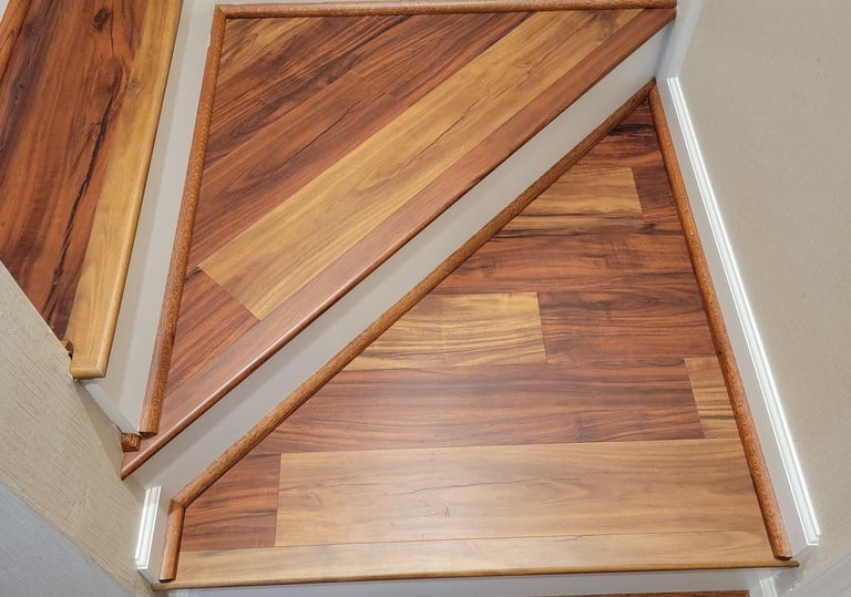 Custom LVP luxury vinyl plank on stairs