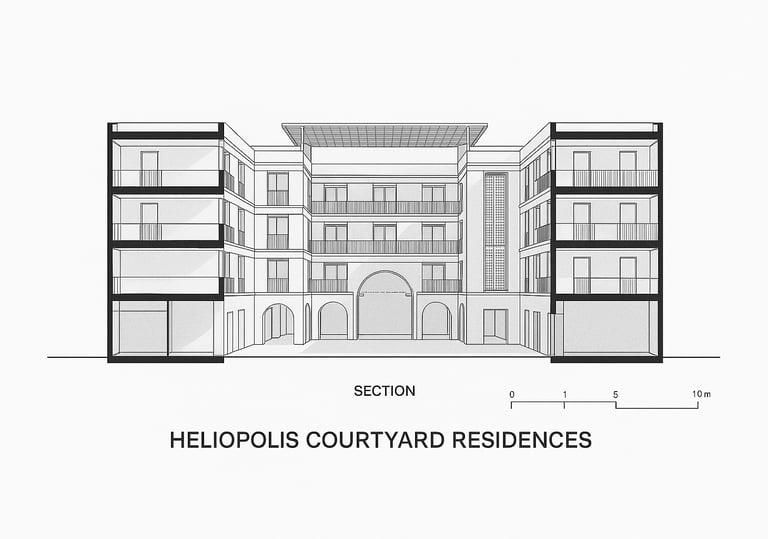 a drawing of a building with a drawing of a building  | Nour Nagy Designs