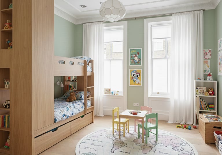 a room with a bunk bed and a bunk bed