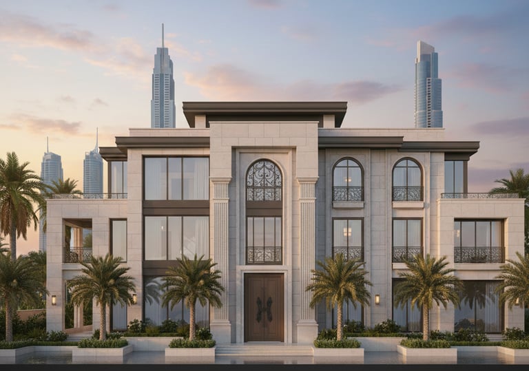 a large building with a large building in the background