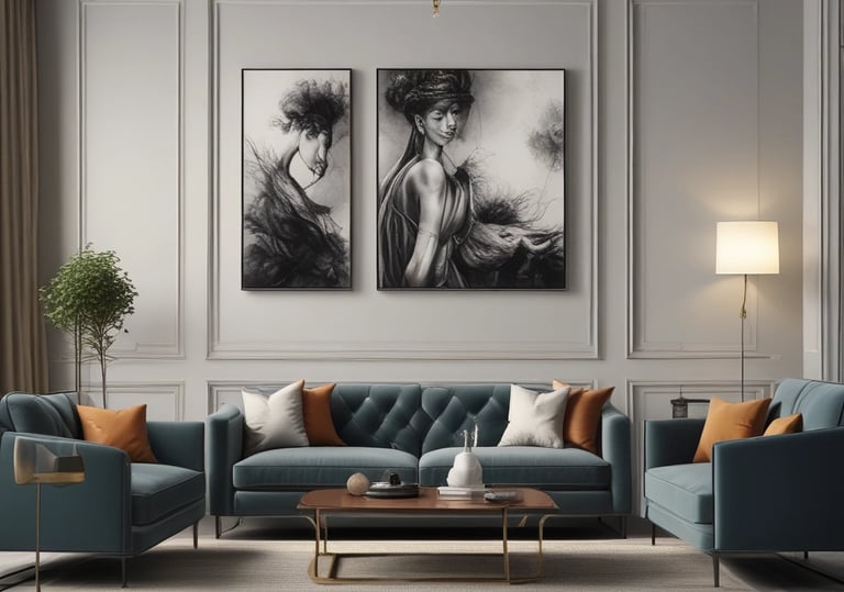 a living room with a couch and a table | Nour Nagy Designs