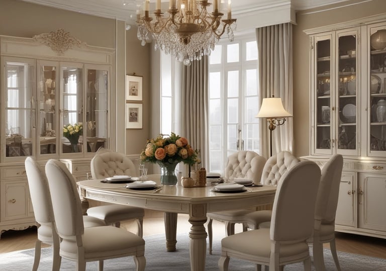 a dining room with a table and chairs | Nour Nagy Designs