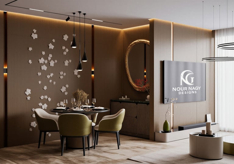 a dining room with a table and chairs