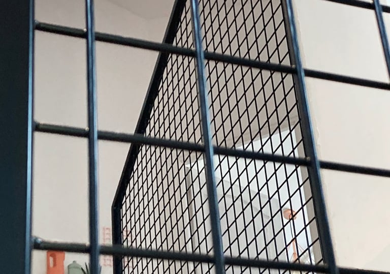 cage d'escalier avec garde -corps en acier noir 