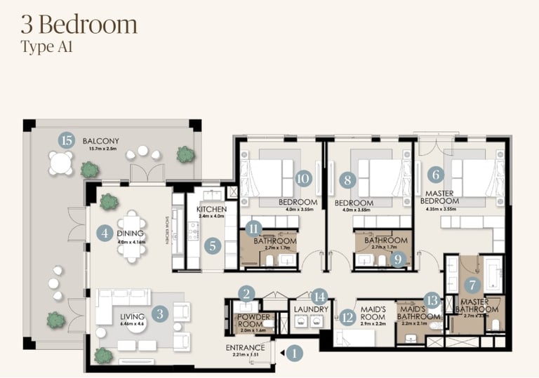 nawayef park views 3 bedroom designs