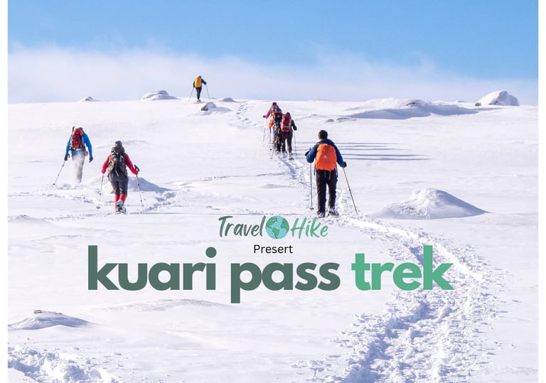 Trekkers scaling the lush trails of the Himalayas.