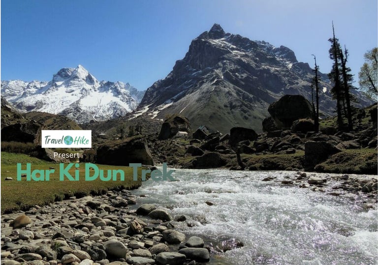 Trekkers scaling the lush trails of the Himalayas.