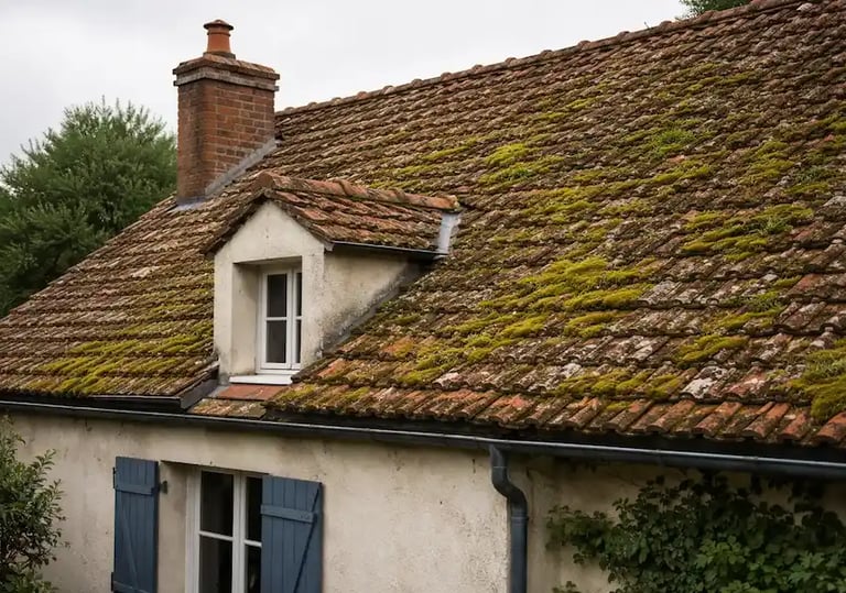 Toiture abîmée par les mousses : démoussage basse pression à Nantes et Loire-Atlantique (44)