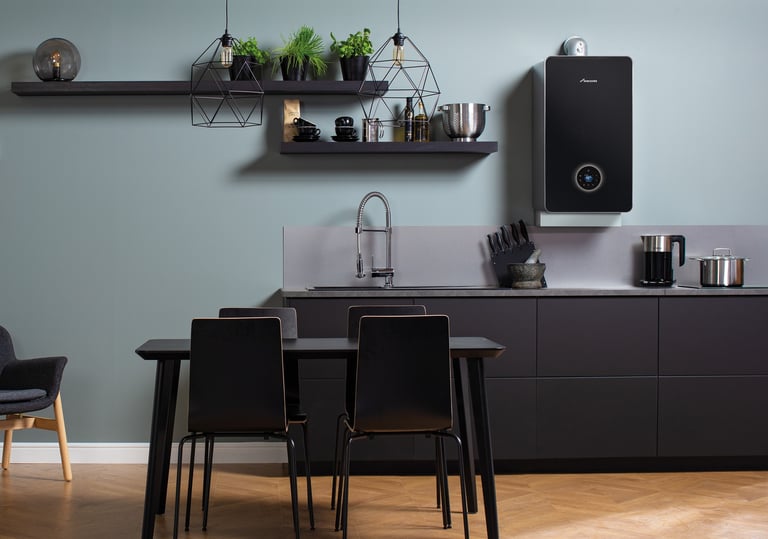 boiler installation in a kitchen