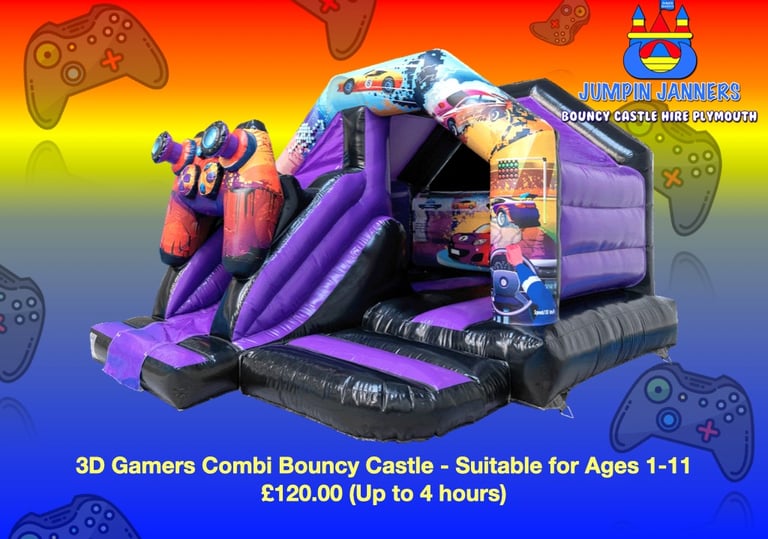 3D Gamers Combi (Xbox) Bouncy Castle - Jumpin Janners - Bouncy Castle Hire Plymouth