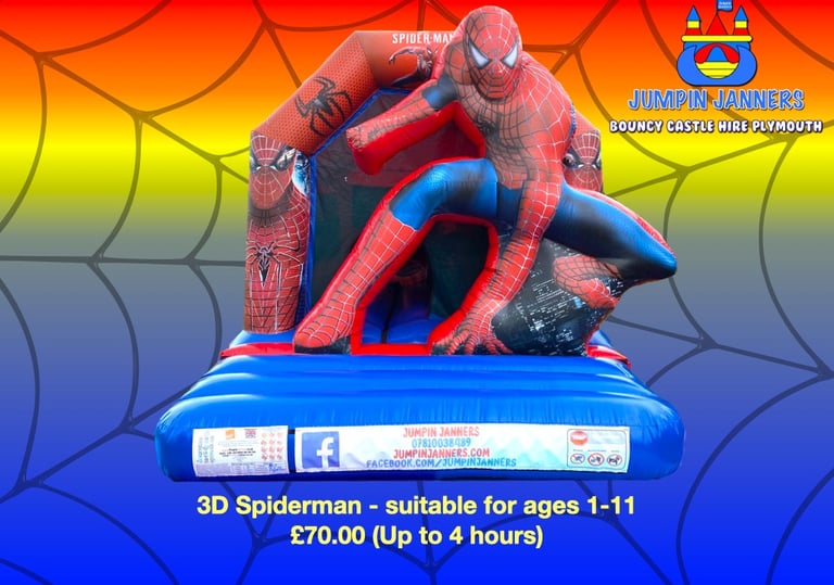 3D Spiderman Bouncy Castle Hire Plymouth - Jumpin Janners