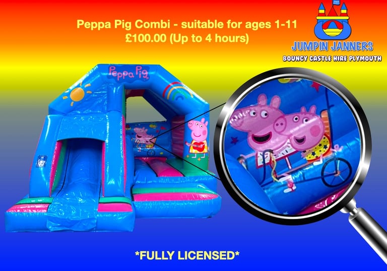 Peppa Pig Bouncy Castle Plymouth with Slide