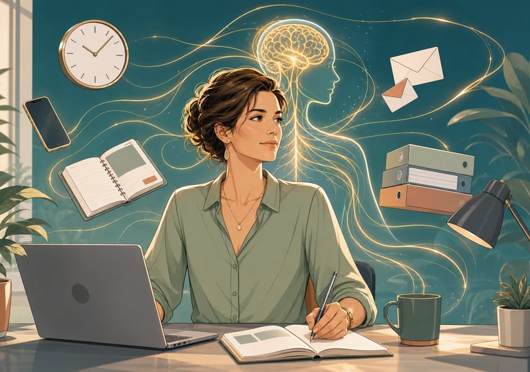 Une femme multitâche, qui écoute les signaux de son corps et gère bien son stress