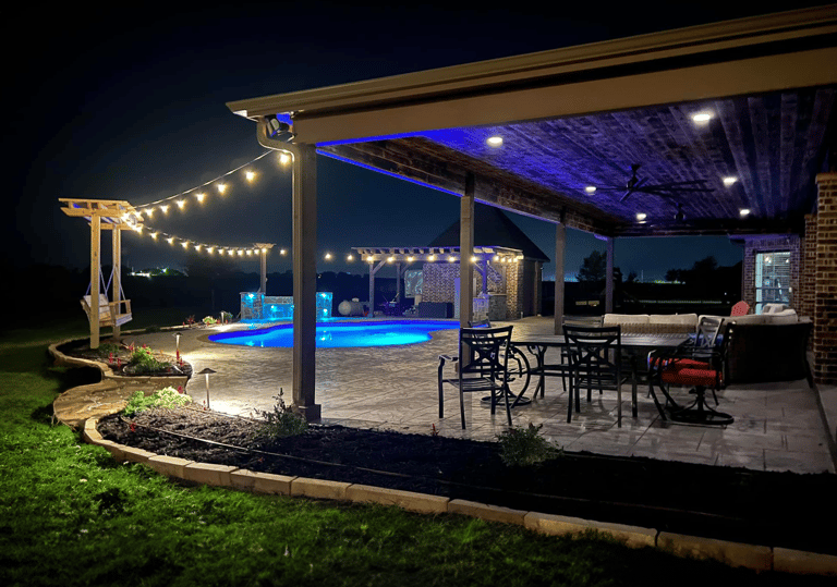 Outdoor Living Space at Night