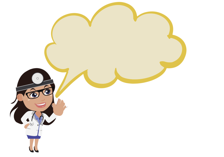 a cartoon doctor with a speech bubble bubble