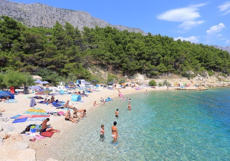 The photo shows Ruskamen Beach  in Lokva Rogoznica.