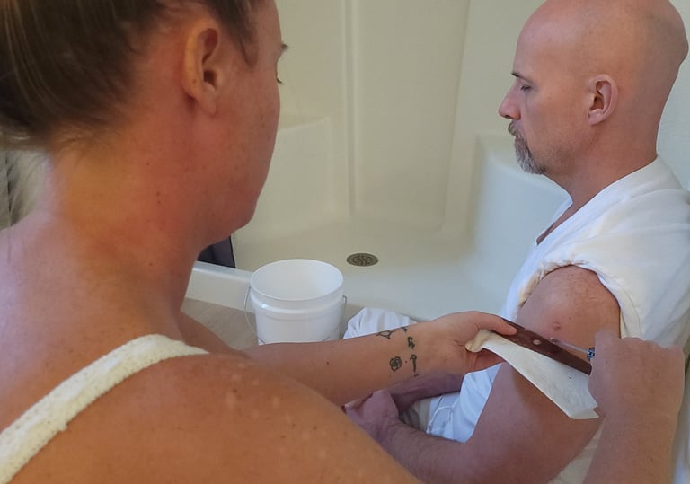 Aubrielle serving kambo to someone on their healing journey