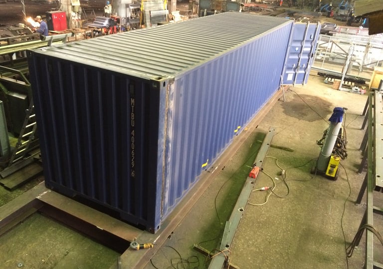 Sea container modification in workshop