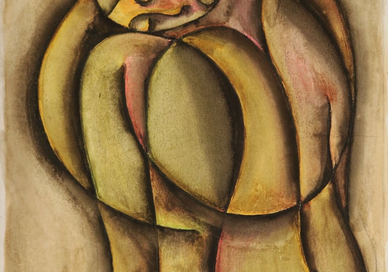 Asleep in The Circle of Dreams, Watercolour on paper,  35 x 50 cm.